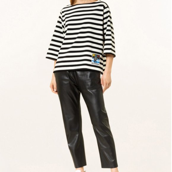NWT: BOGNERStana 3/4-Arm Black and White 100% Cotton Shirt